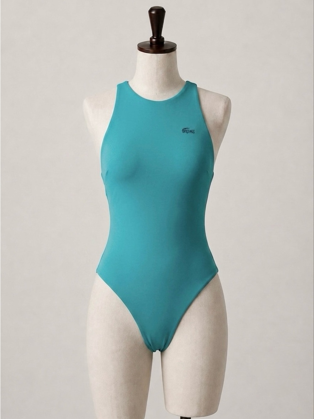 Lacoste Women’s Teal High-Cut One-Piece Recycled Polyamide Swimsuit